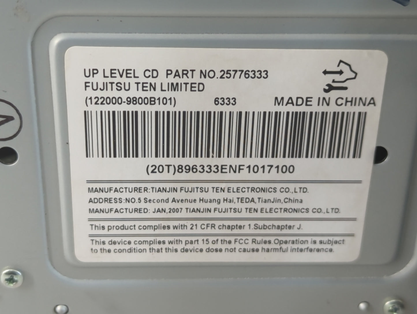 2007 Buick Lucerne Radio AM FM Cd Player Receiver Replacement P/N:25776333 Fits OEM Used Auto Parts - Oemusedautoparts1.com