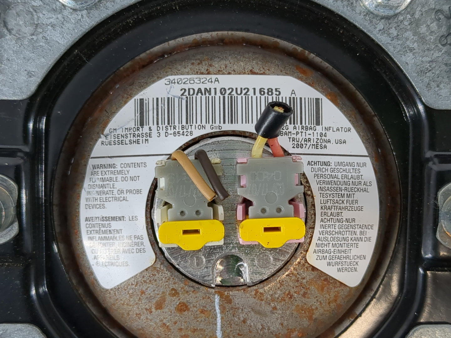 2006-2011 Cadillac Dts Air Bag Driver Left Steering Wheel Mounted P/N:(20T)AB210592107E0215 Fits OEM Used Auto Parts - Oemus