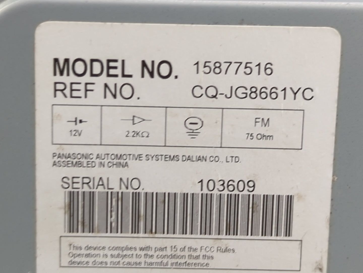 2007-2009 Cadillac Dts Radio AM FM Cd Player Receiver Replacement P/N:15877516 CQ-JG8661YC Fits Fits 2007 2008 2009 OEM Used