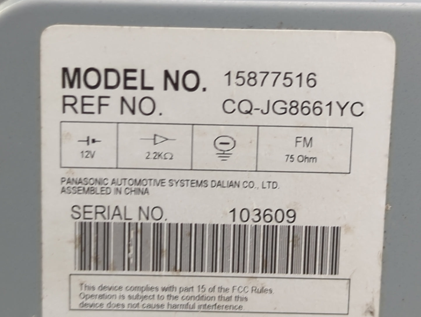 2007-2009 Cadillac Dts Radio AM FM Cd Player Receiver Replacement P/N:15877516 CQ-JG8661YC Fits Fits 2007 2008 2009 OEM Used