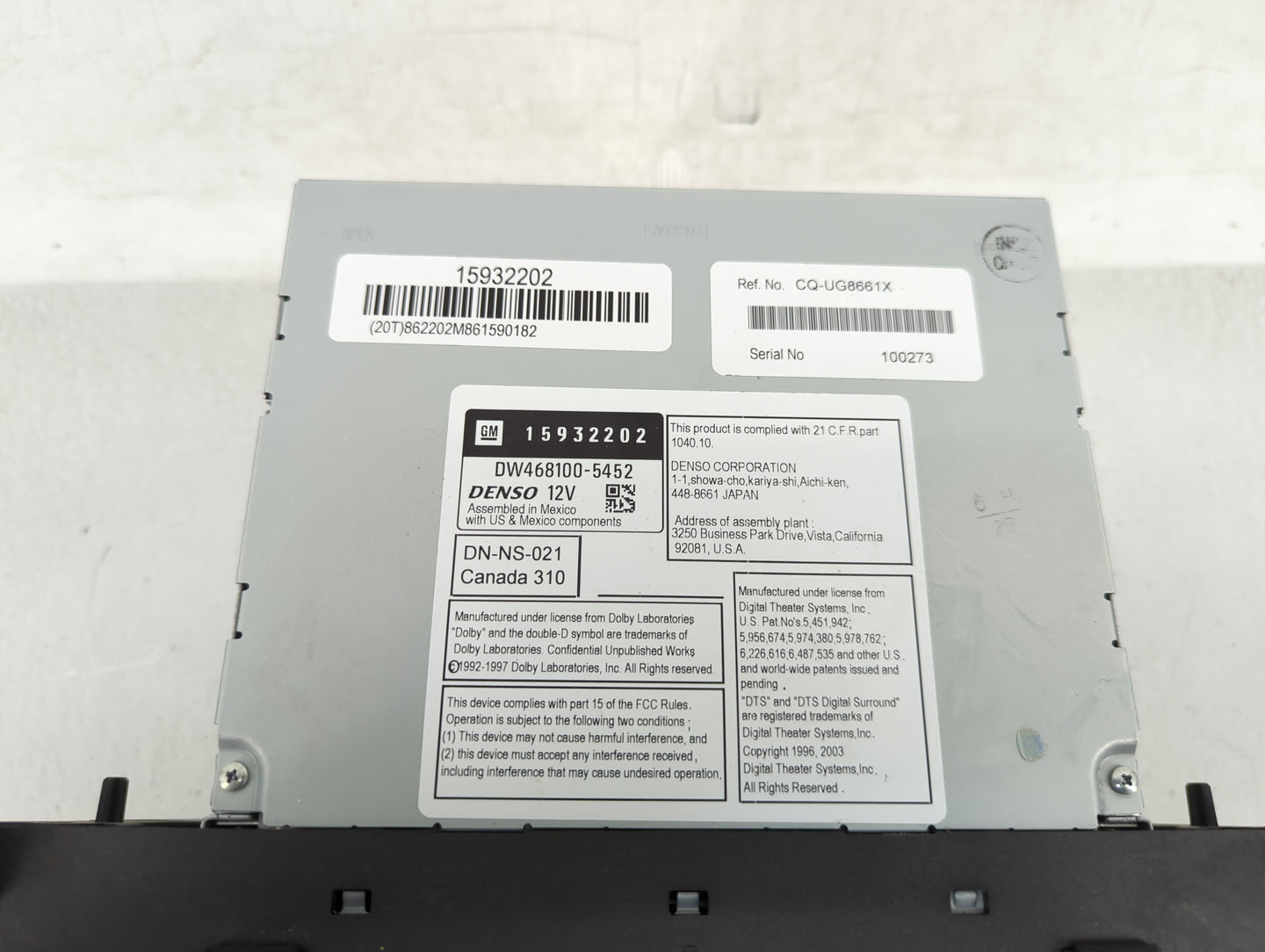 2007-2009 Cadillac Srx Radio AM FM Cd Player Receiver Replacement P/N:15932202 Fits Fits 2007 2008 2009 OEM Used Auto Parts 
