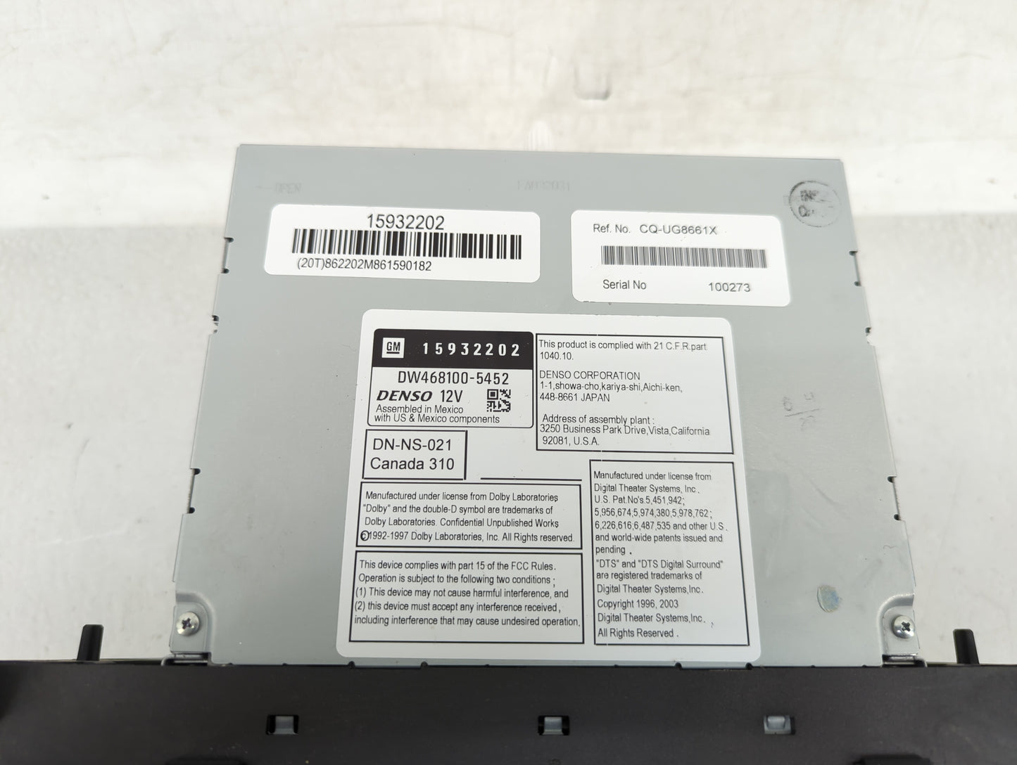 2007-2009 Cadillac Srx Radio AM FM Cd Player Receiver Replacement P/N:15932202 Fits Fits 2007 2008 2009 OEM Used Auto Parts 