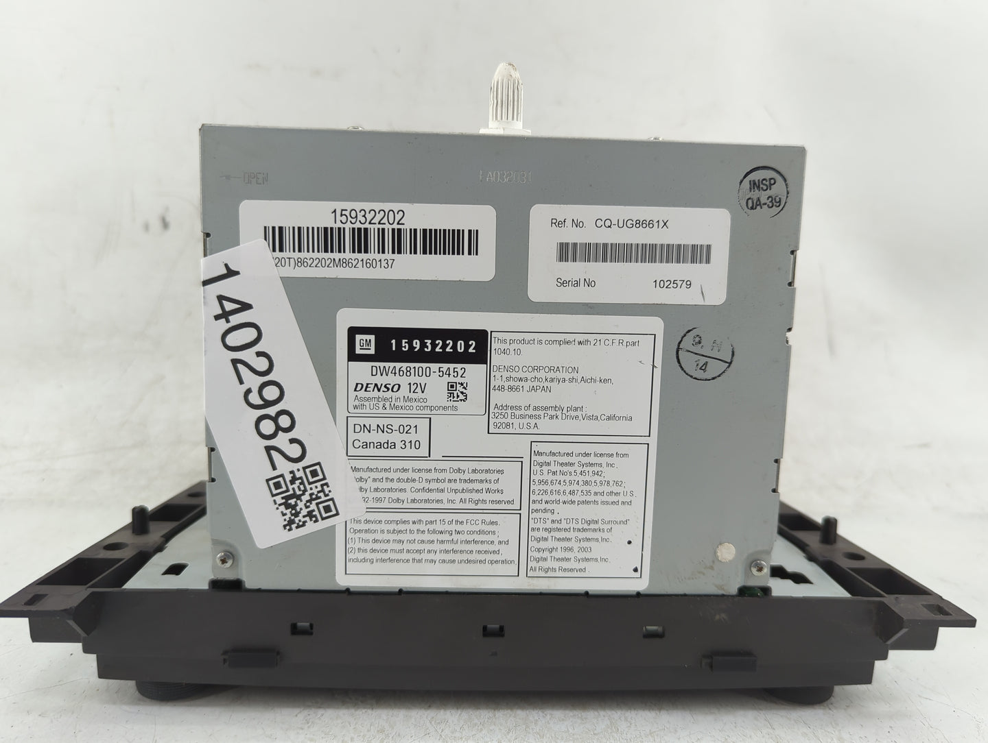 2007-2008 Cadillac Srx Radio AM FM Cd Player Receiver Replacement P/N:DW468100-5452 15932202 Fits Fits 2007 2008 OEM Used Au