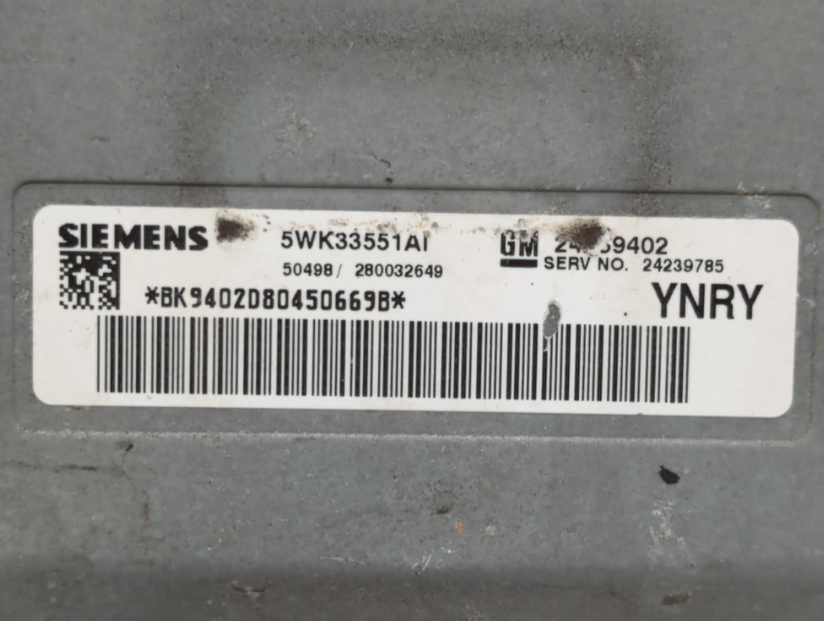 2007 Cadillac Srx PCM Engine Control Computer ECU ECM PCU OEM P/N:5WK33551AL 24239785 OEM Used Auto Parts - Oemusedautoparts