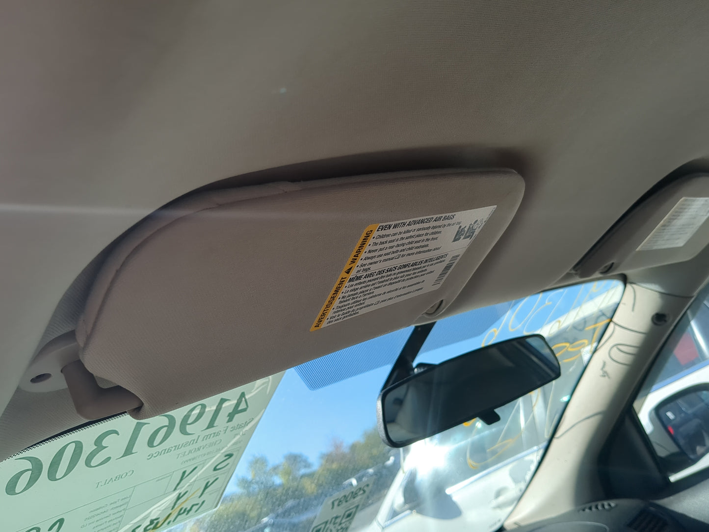 2005-2010 Chevrolet Cobalt Sun Visor Shade Replacement Driver Left Mirror Fits Fits 2005 2006 2007 2008 2009 2010 OEM Used A