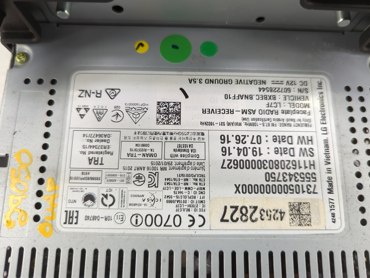 2007 Chevrolet Cruze Radio AM FM Cd Player Receiver Replacement P/N:42532827 Fits OEM Used Auto Parts - Oemusedautoparts1.co