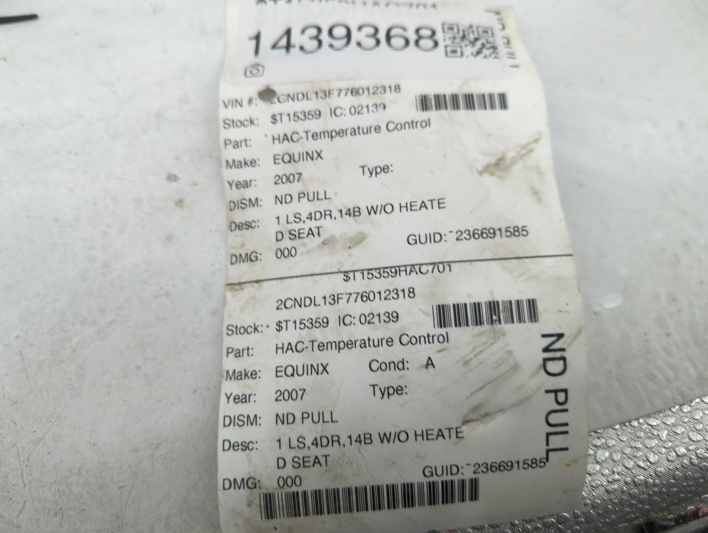 2007-2009 Chevrolet Equinox Climate Control Module Temperature AC/Heater Replacement P/N: Fits Fits 2007 2008 2009 OEM Used 