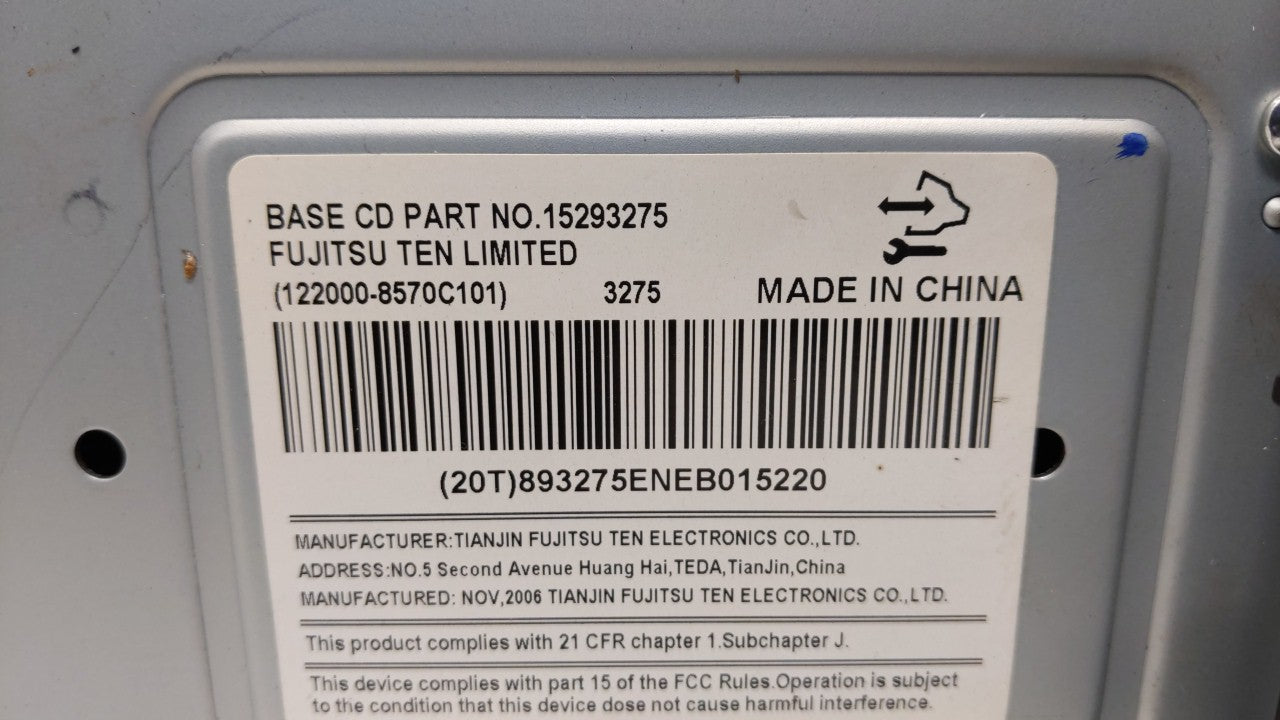 2007 Chevrolet Equinox Radio AM FM Cd Player Receiver Replacement P/N:15293275 Fits OEM Used Auto Parts - Oemusedautoparts1.