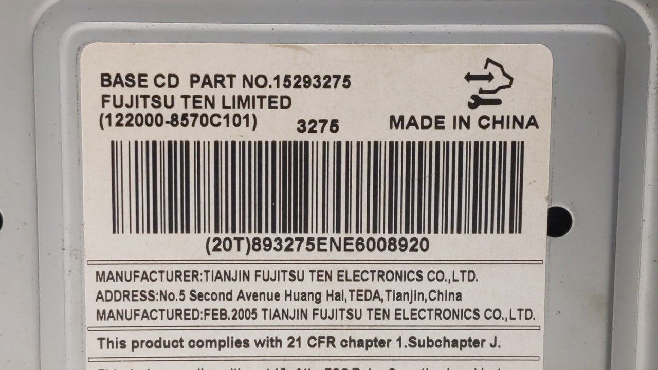 2007 Chevrolet Equinox Radio AM FM Cd Player Receiver Replacement P/N:15293275 Fits OEM Used Auto Parts - Oemusedautoparts1.