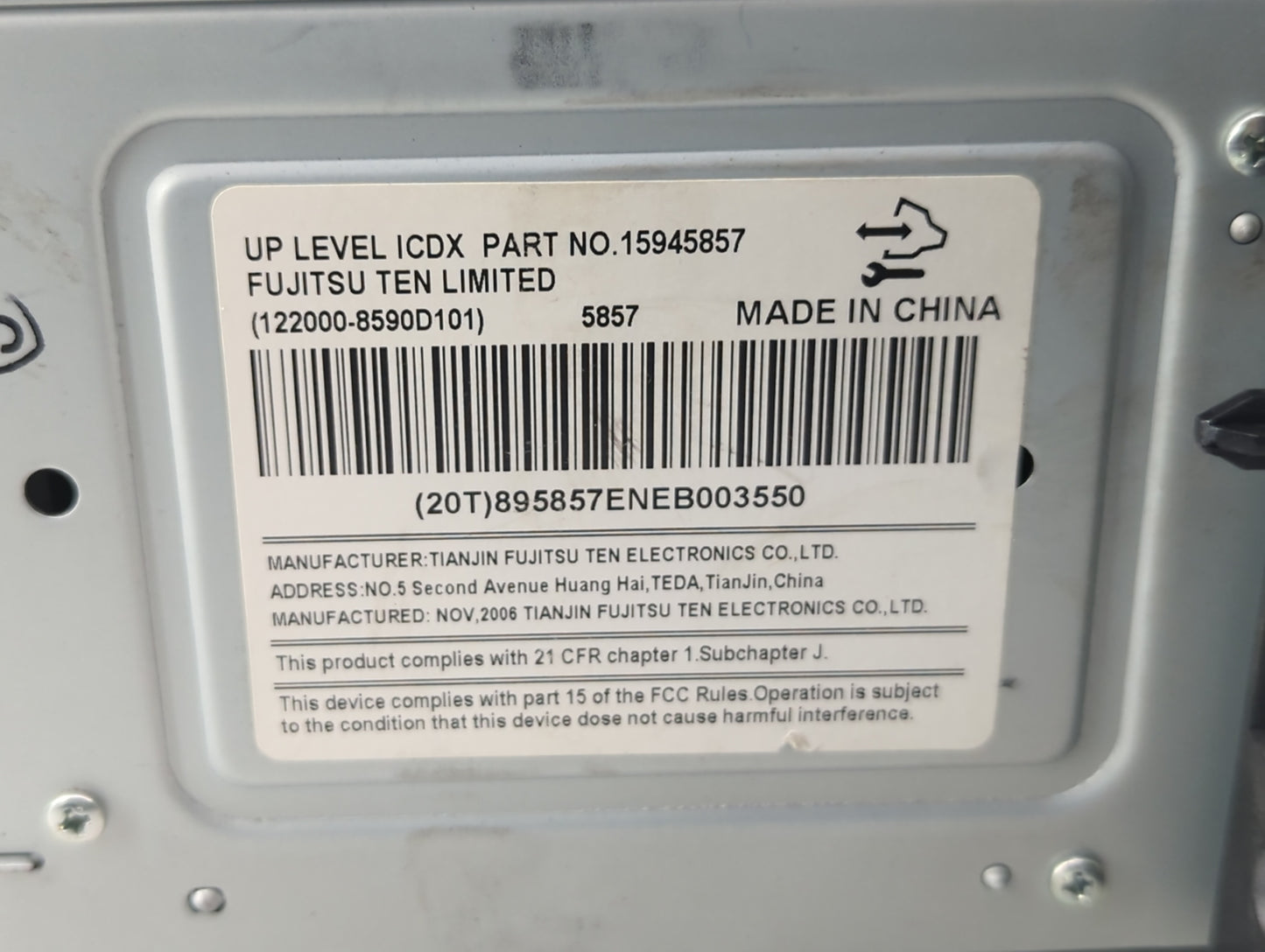 2007 Chevrolet Equinox Radio AM FM Cd Player Receiver Replacement P/N:15945857 122000-8590D101 Fits OEM Used Auto Parts - Oe