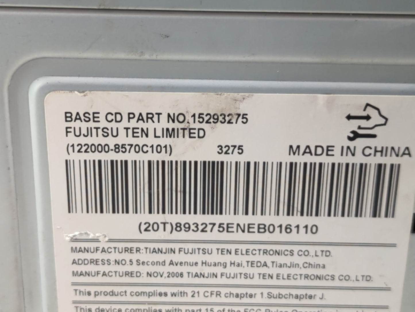 2007 Chevrolet Equinox Radio AM FM Cd Player Receiver Replacement P/N:15293275 Fits OEM Used Auto Parts - Oemusedautoparts1.