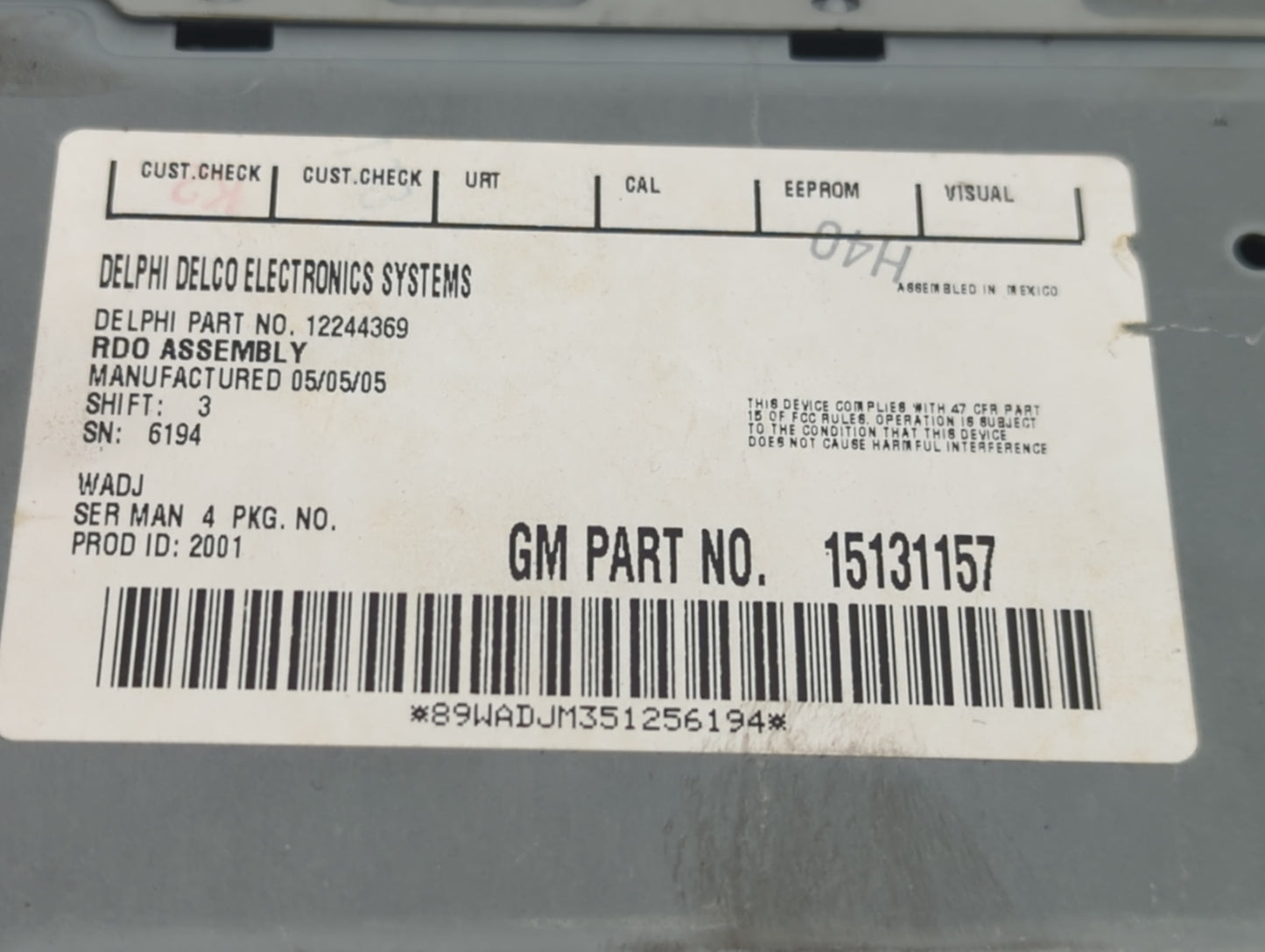 2003-2007 Chevrolet Express 1500 Radio AM FM Cd Player Receiver Replacement P/N:15131157 Fits OEM Used Auto Parts - Oemuseda