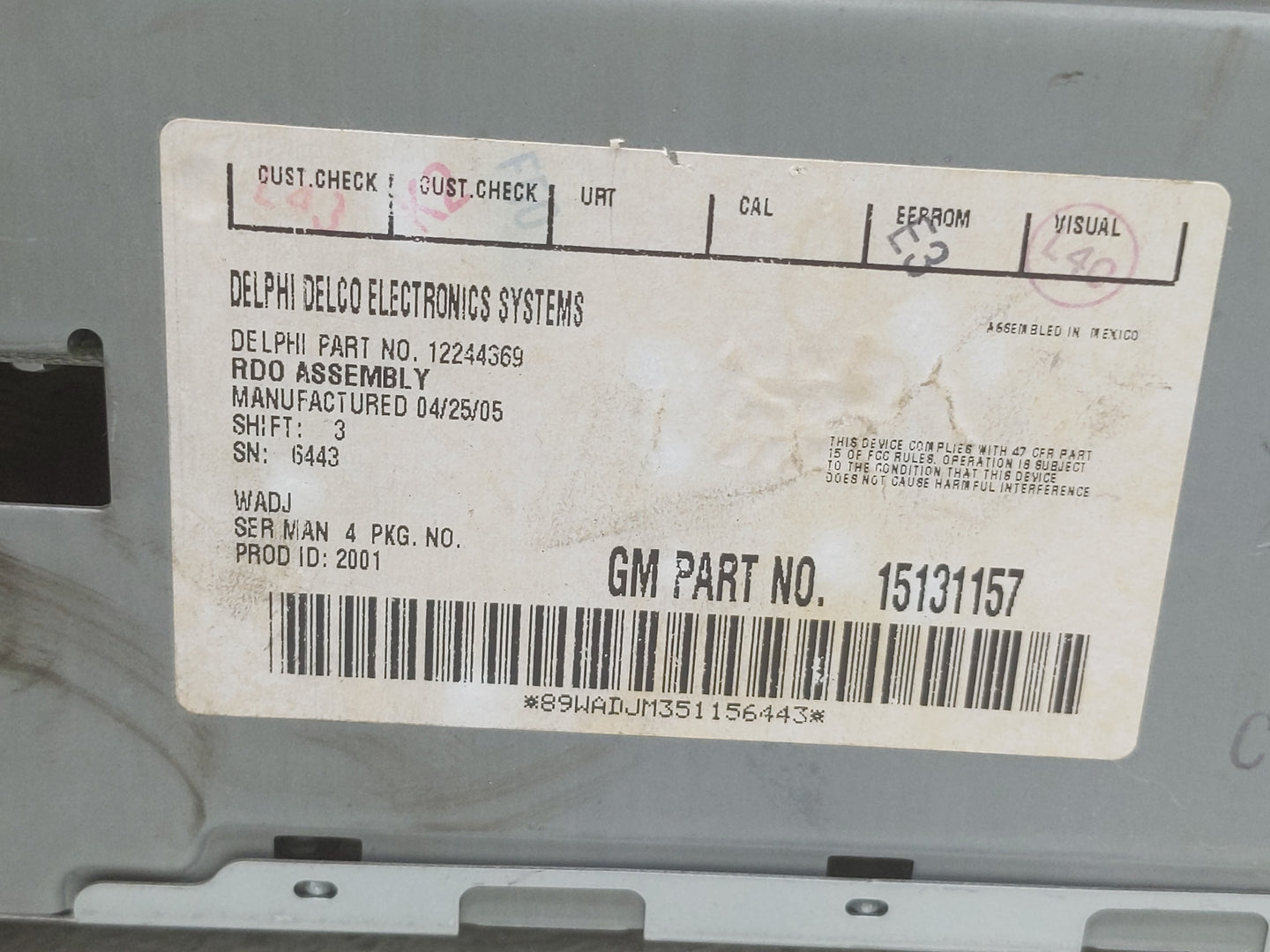 2003-2007 Chevrolet Express 1500 Radio AM FM Cd Player Receiver Replacement P/N:15131157 Fits OEM Used Auto Parts - Oemuseda