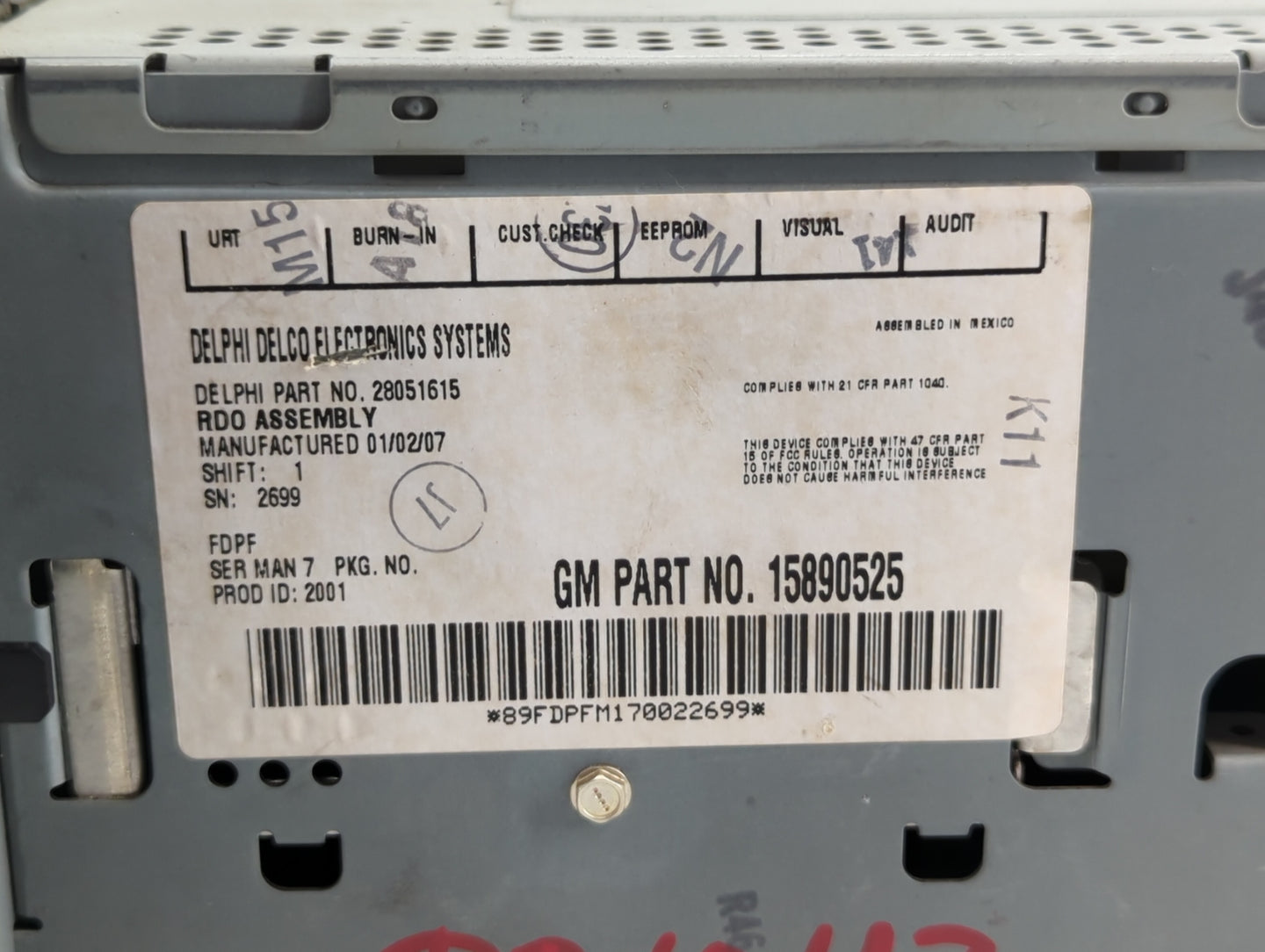 2007 Chevrolet Malibu Climate Control Module Temperature AC/Heater Replacement P/N:15890525 Fits OEM Used Auto Parts - Oemus