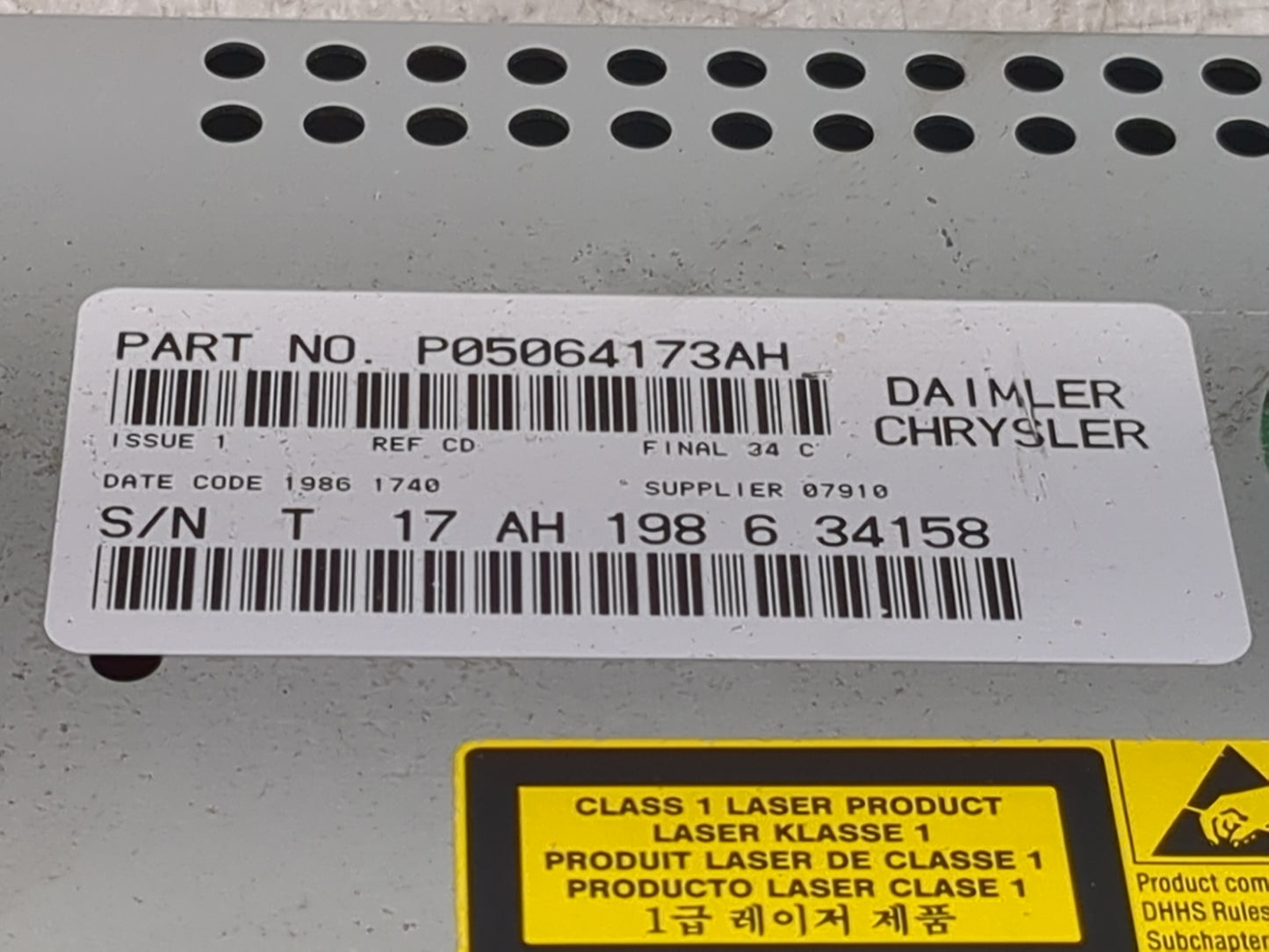 2007 Chrysler 300 Radio AM FM Cd Player Receiver Replacement P/N:P05064173AH Fits Fits 2005 2006 OEM Used Auto Parts - Oemus