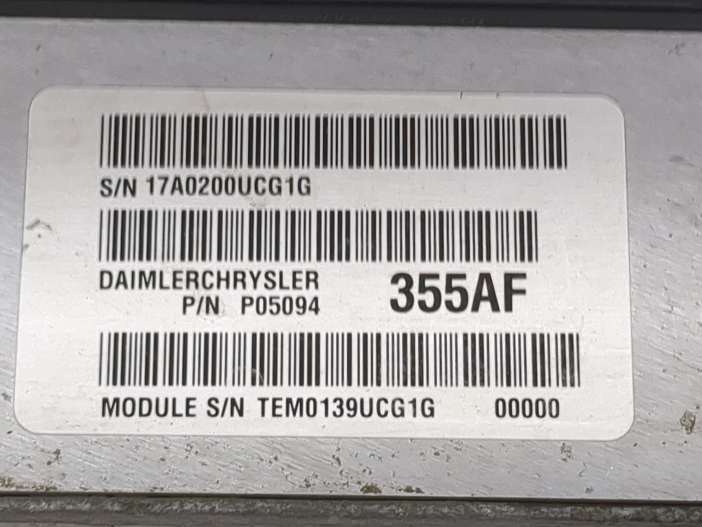 2007 Chrysler Aspen PCM Engine Control Computer ECU ECM PCU OEM P/N:P05094355AF 17A0200UCG1G, TEM0139UCG1G Fits OEM Used Aut