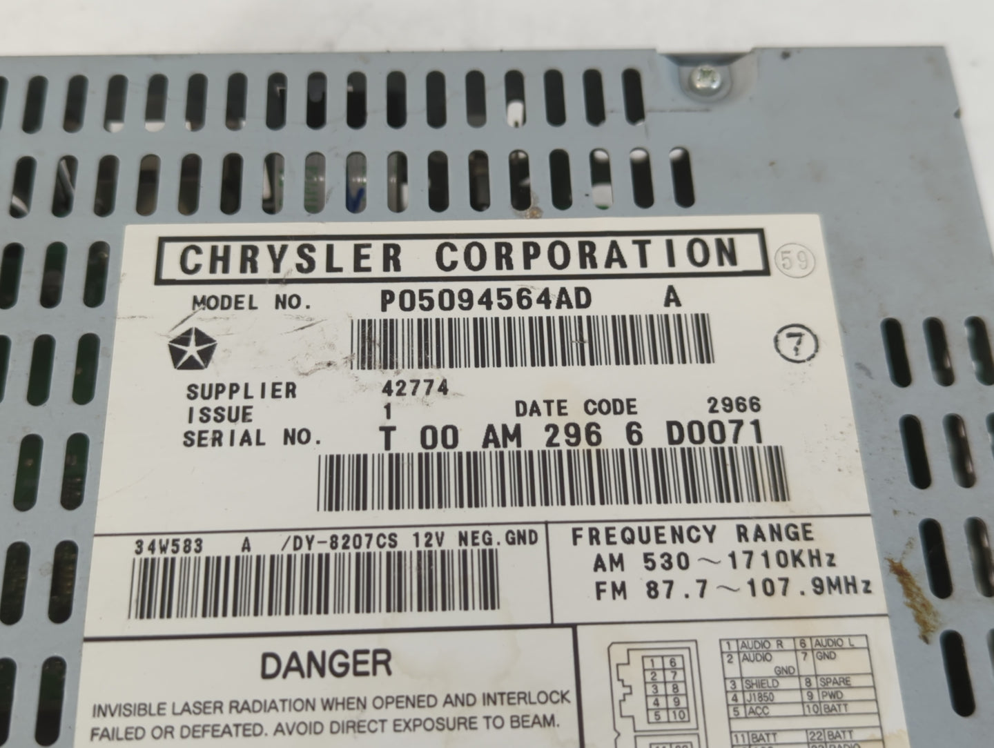 2004-2008 Chrysler Pacifica Radio AM FM Cd Player Receiver Replacement P/N:P05094564AD Fits Fits 2004 2005 2006 2007 2008 OE