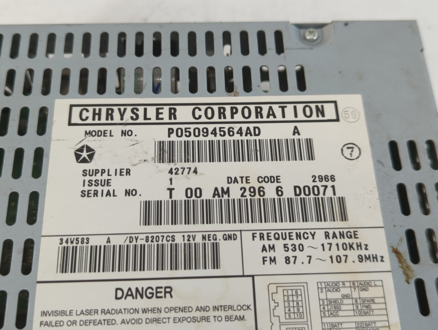 2004-2008 Chrysler Pacifica Radio AM FM Cd Player Receiver Replacement P/N:P05094564AD Fits Fits 2004 2005 2006 2007 2008 OE
