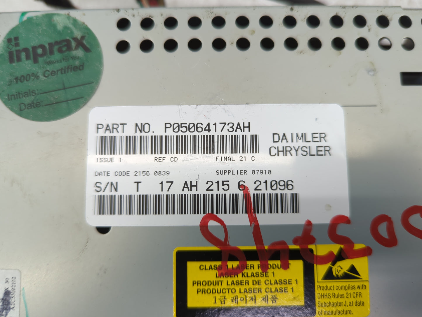 2006-2010 Chrysler Pt Cruiser Radio AM FM Cd Player Receiver Replacement P/N:P05064173AH Fits OEM Used Auto Parts - Oemuseda