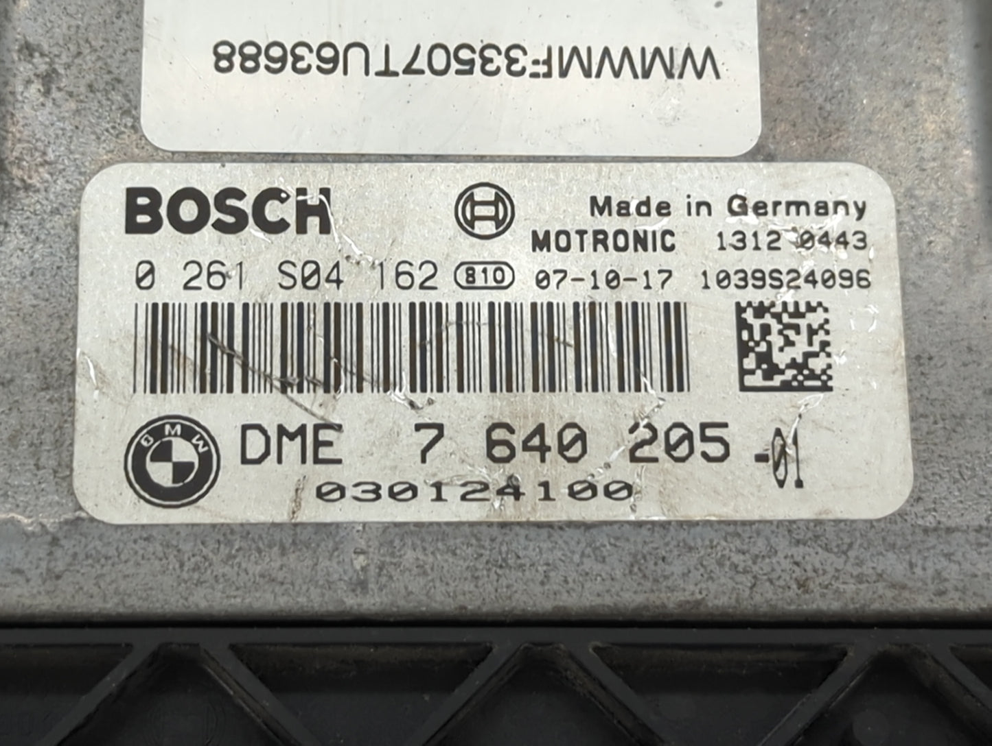 2007 Coop Coop PCM Engine Control Computer ECU ECM PCU OEM P/N:0261S04162 DME 7 640 205, 030124100 Fits OEM Used Auto Parts 