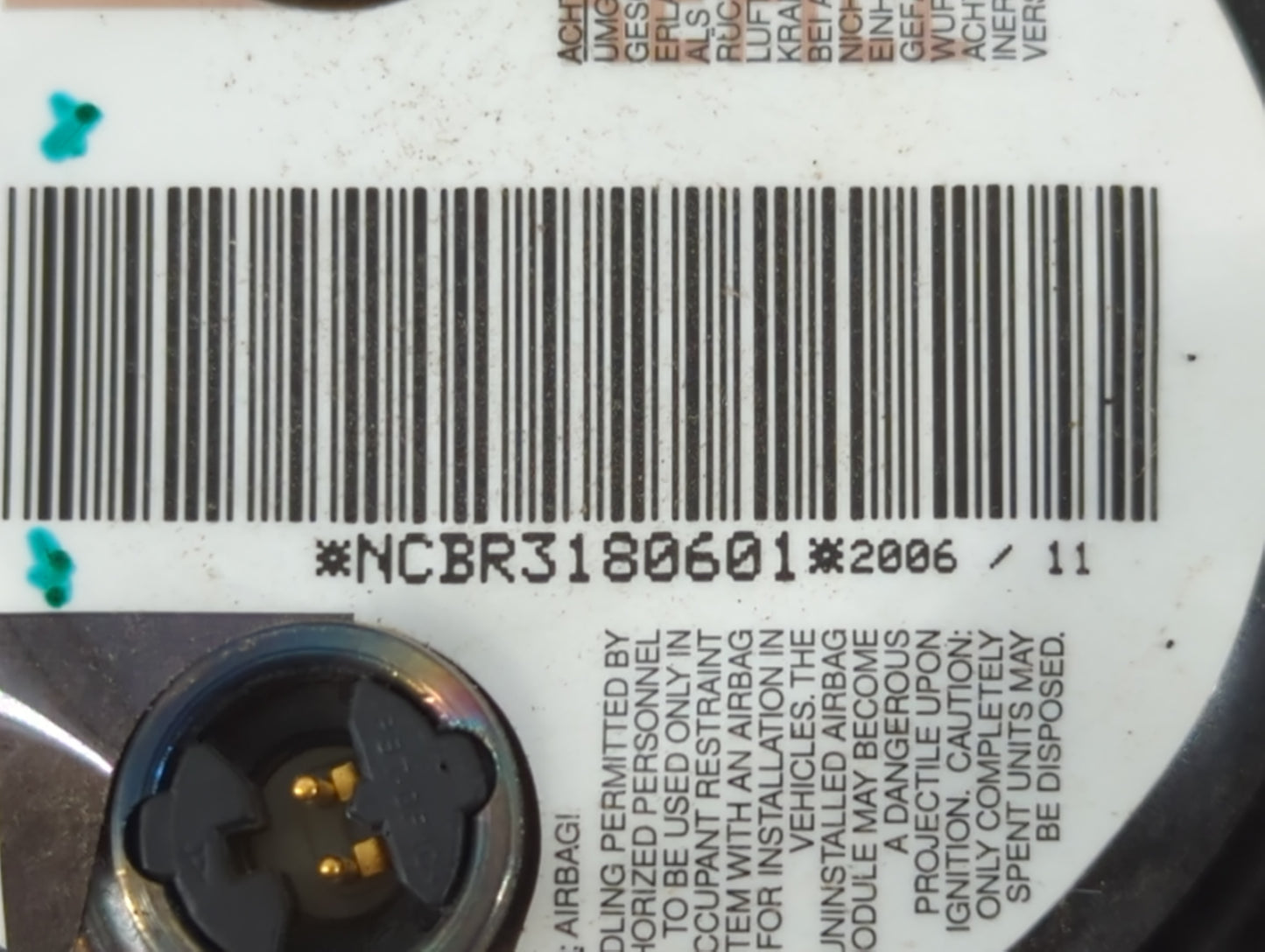 2007 Dodge Caravan Air Bag Driver Left Steering Wheel Mounted Fits OEM Used Auto Parts - Oemusedautoparts1.com