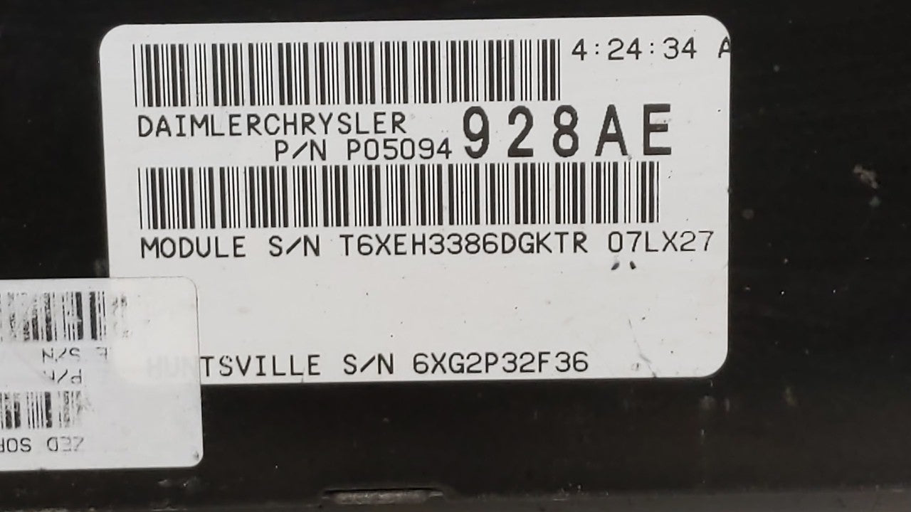 2007 Dodge Charger PCM Engine Control Computer ECU ECM PCU OEM P/N:P05094811AE P05094928AE Fits OEM Used Auto Parts - Oemuse