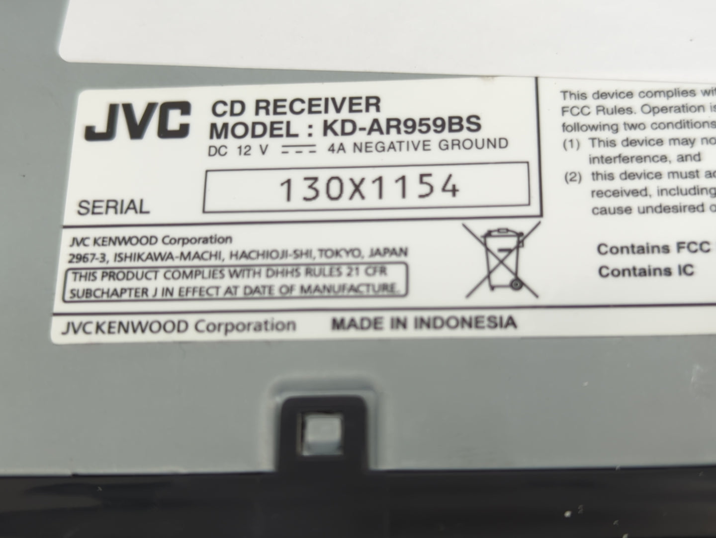 2007 Ford Explorer Sport Trac Radio AM FM Cd Player Receiver Replacement P/N:KD-AR959BS Fits OEM Used Auto Parts - Oemusedau