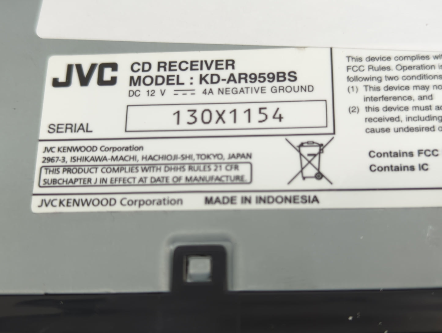2007 Ford Explorer Sport Trac Radio AM FM Cd Player Receiver Replacement P/N:KD-AR959BS Fits OEM Used Auto Parts - Oemusedau