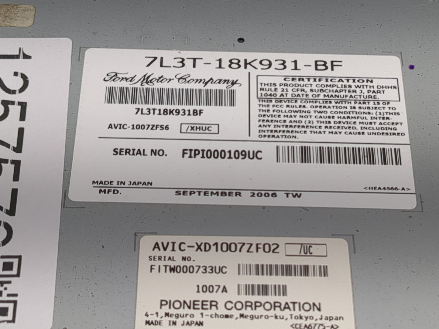 2007 Ford F-150 Radio AM FM Cd Player Receiver Replacement P/N:7L3T-18K931-BF Fits OEM Used Auto Parts - Oemusedautoparts1.c