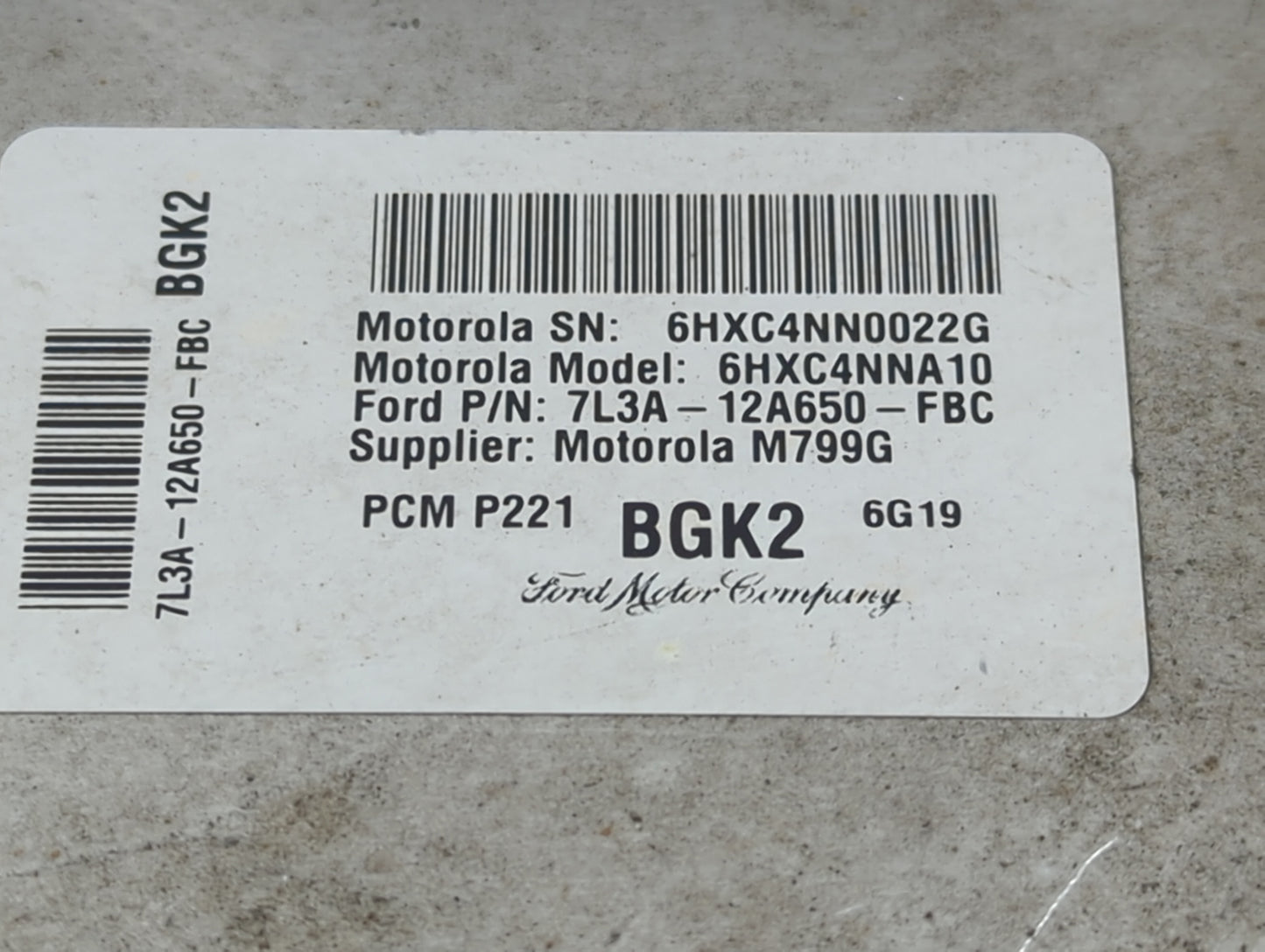 2007 Ford F150 PCM Engine Control Computer ECU ECM PCU OEM P/N:6HXC4NN0022G 6HXC4NNA10, 7L3A-12A650-FBC, M799G Fits OEM Used