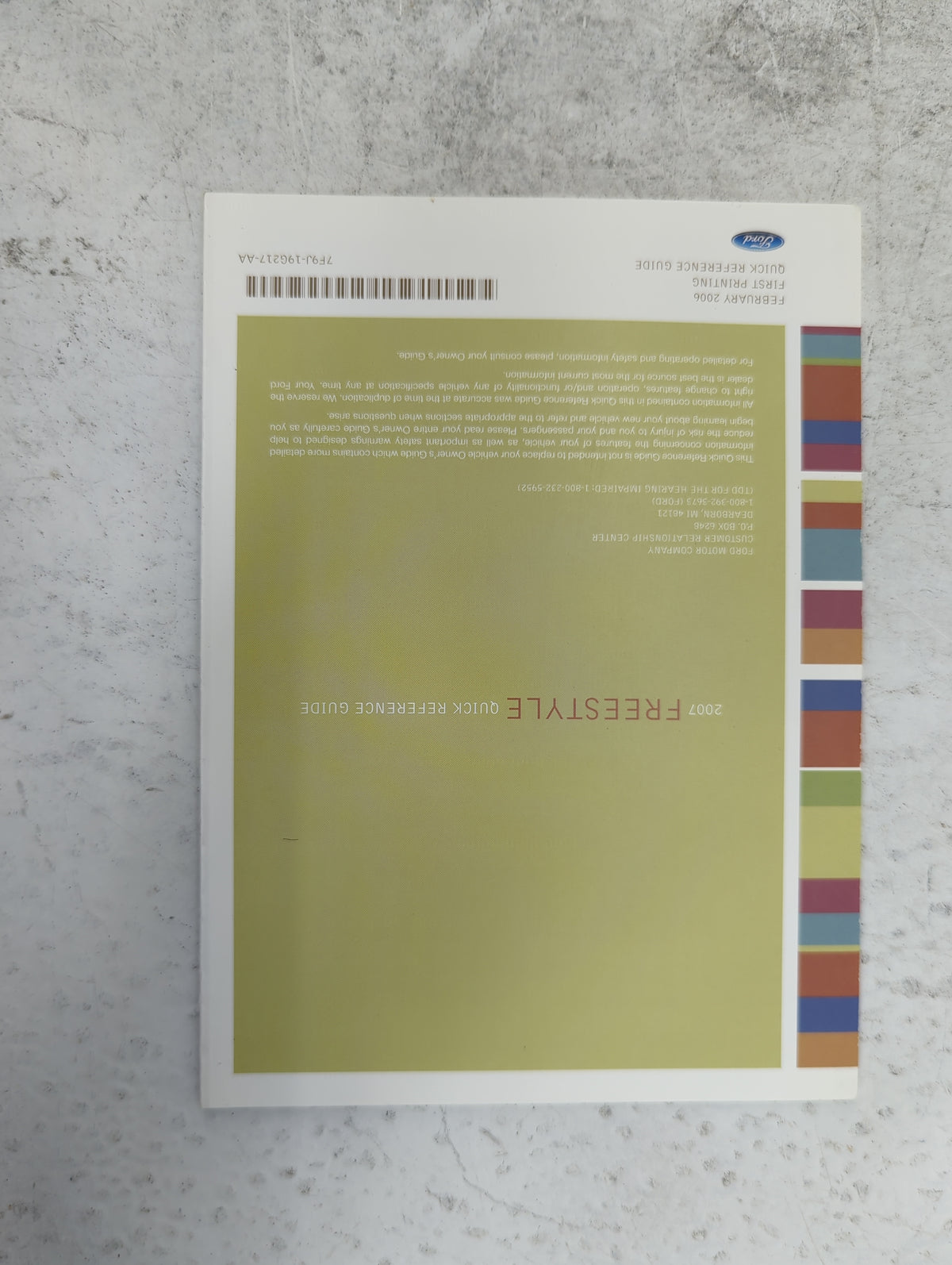 2007 Ford Freestyle Owners Manual Book Guide P/N:7F9J-19A321-AA OEM Used Auto Parts - Oemusedautoparts1.com