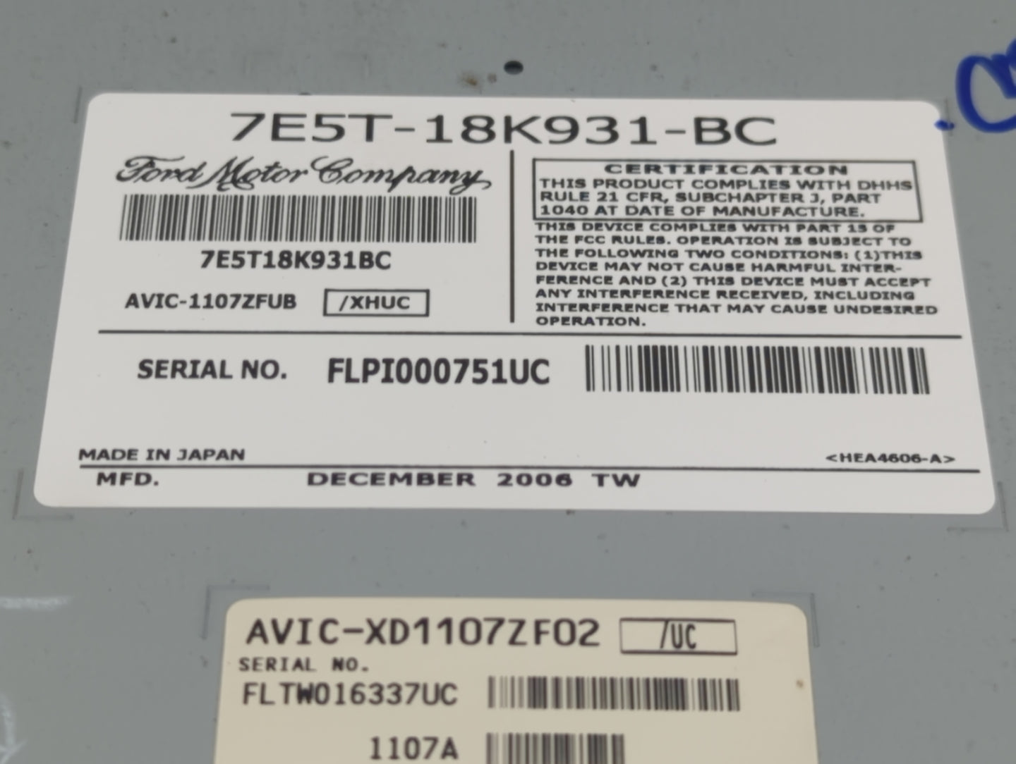 2007 Ford Fusion Radio AM FM Cd Player Receiver Replacement P/N:7E5T-18K931-BC Fits OEM Used Auto Parts - Oemusedautoparts1.