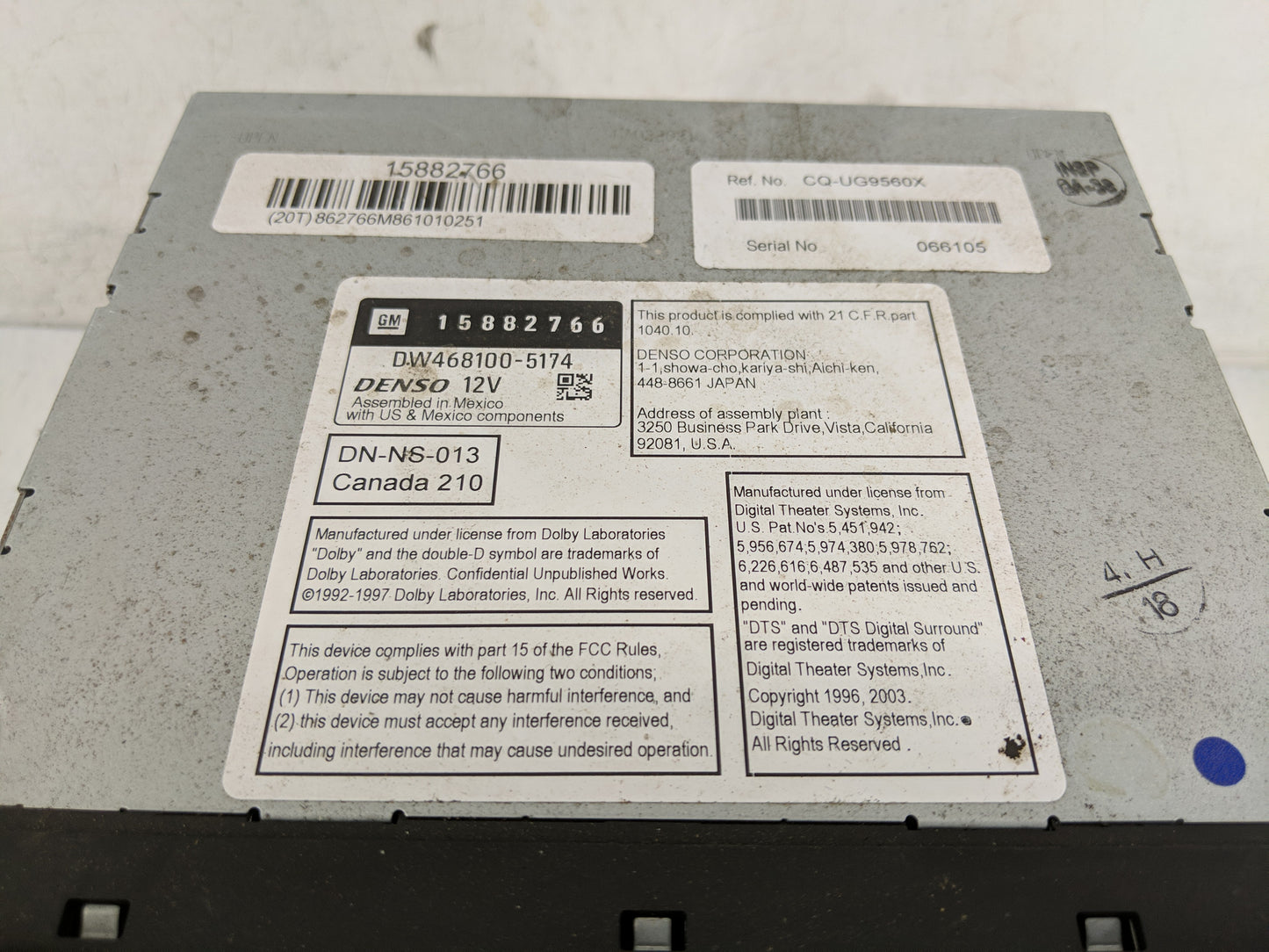 2007-2008 Gmc Yukon Radio AM FM Cd Player Receiver Replacement P/N:15882766 DW468100-5174 Fits Fits 2007 2008 OEM Used Auto 