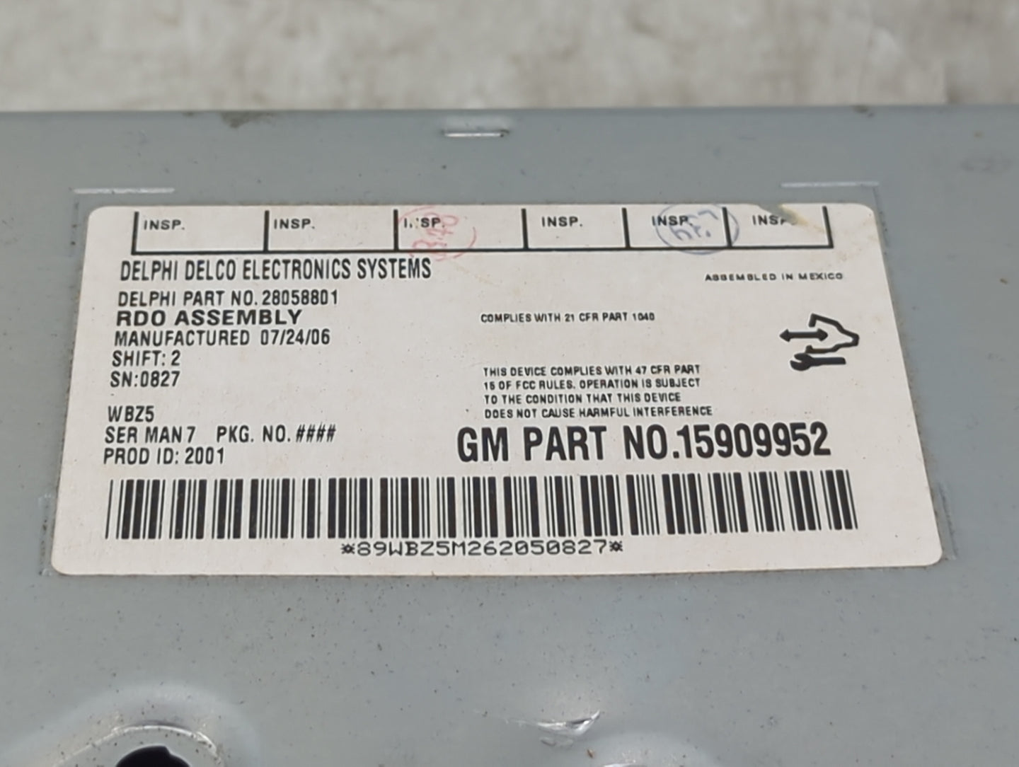 2007-2009 Gmc Yukon Radio Cd Changer 28058801|15909952 - Oemusedautoparts1.com