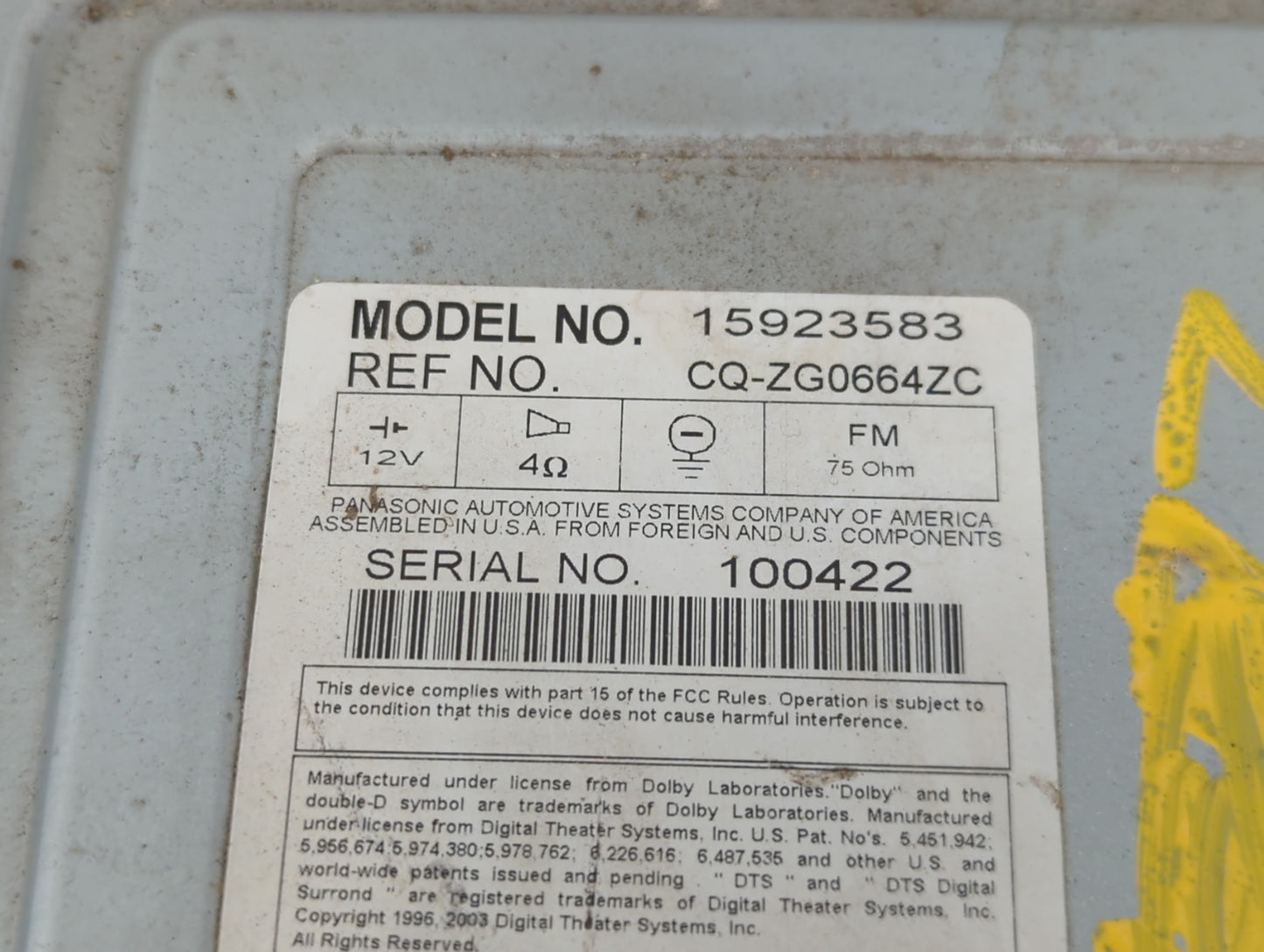 2007-2014 Gmc Yukon Xl 1500 Radio AM FM Cd Player Receiver Replacement P/N:15923583 Fits OEM Used Auto Parts - Oemusedautopa