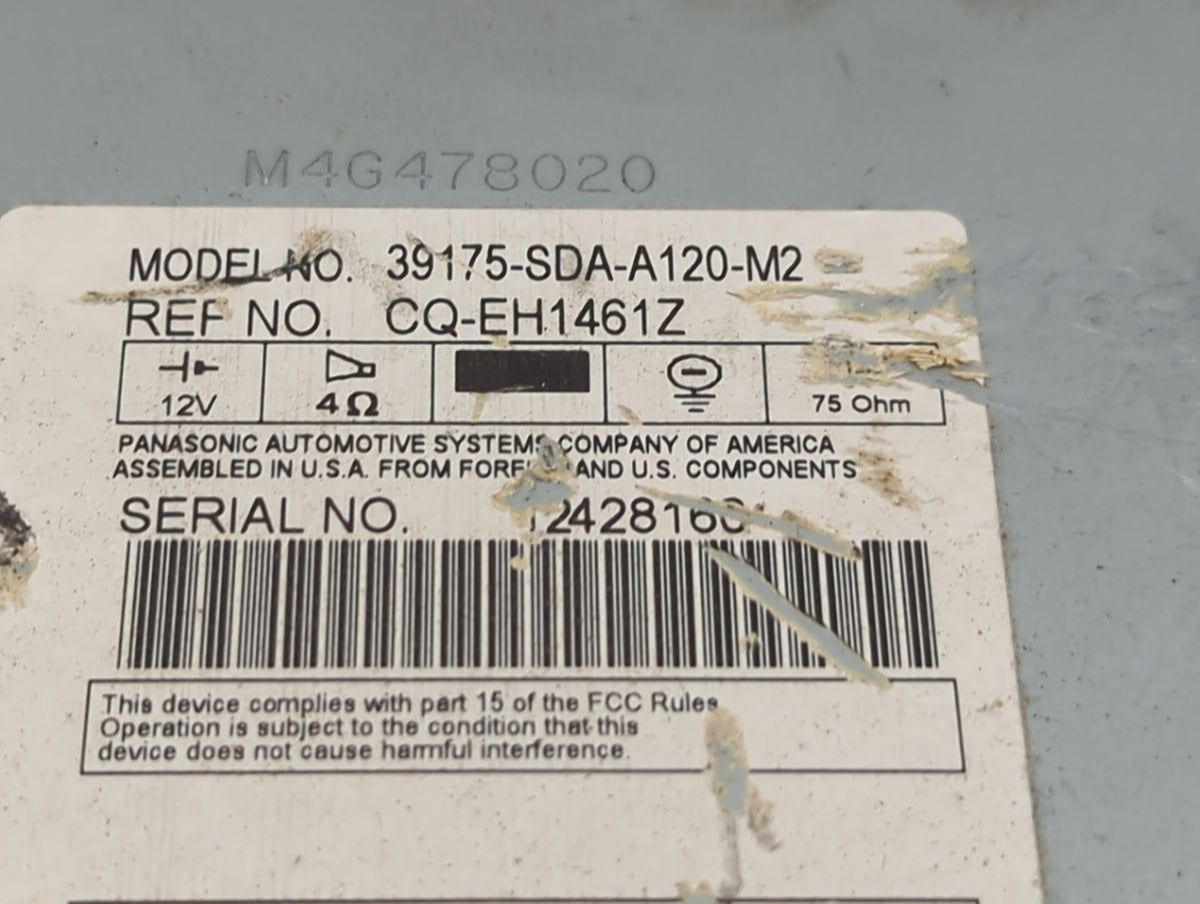 2003-2007 Honda Accord Radio AM FM Cd Player Receiver Replacement P/N:39175-SDA-A120-M2 CQ-EH1461Z Fits OEM Used Auto Parts 