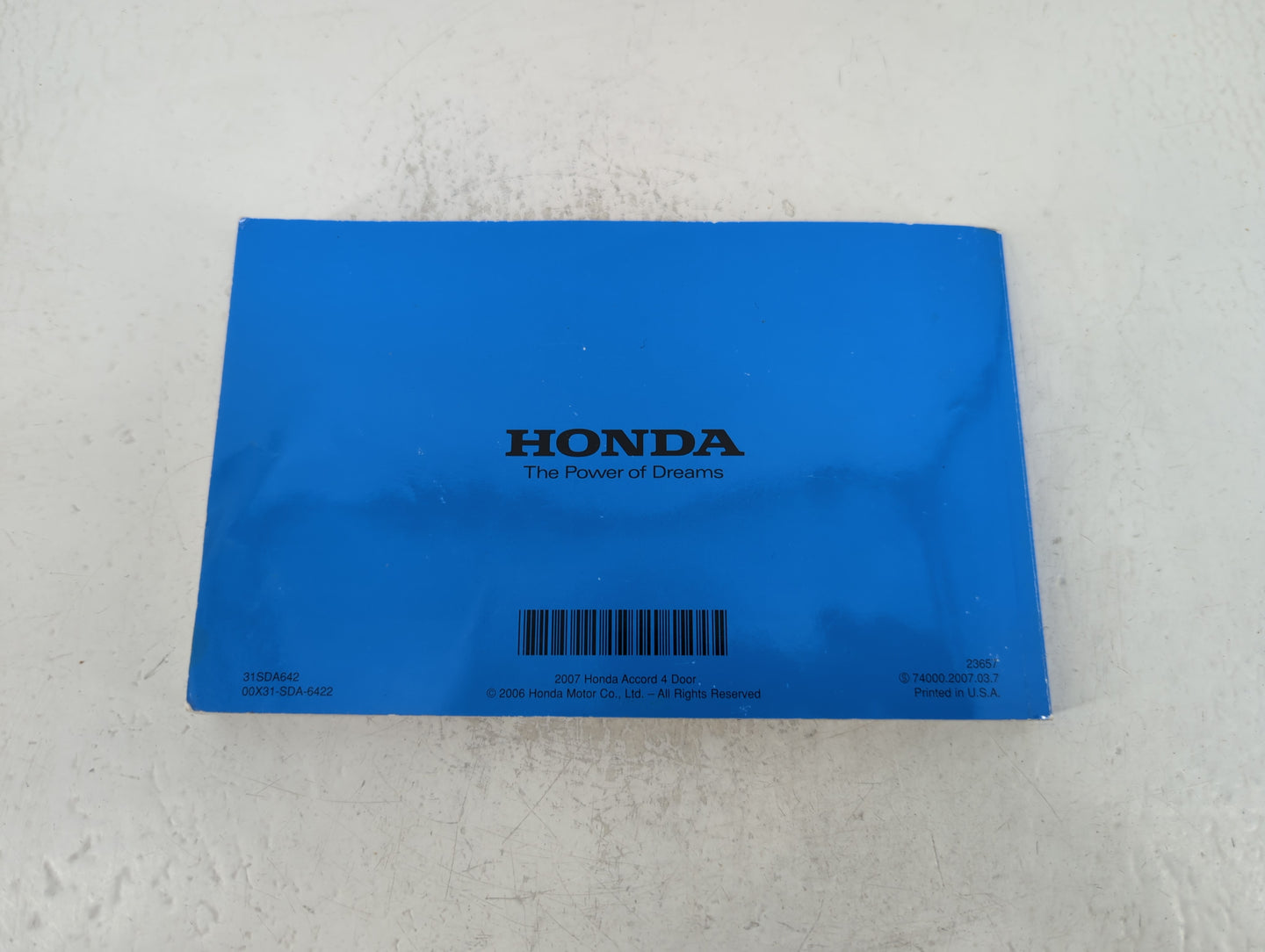 2007 Honda Accord Owners Manual Book Guide P/N:00X31-SDA-6422 31SDA642 OEM Used Auto Parts - Oemusedautoparts1.com