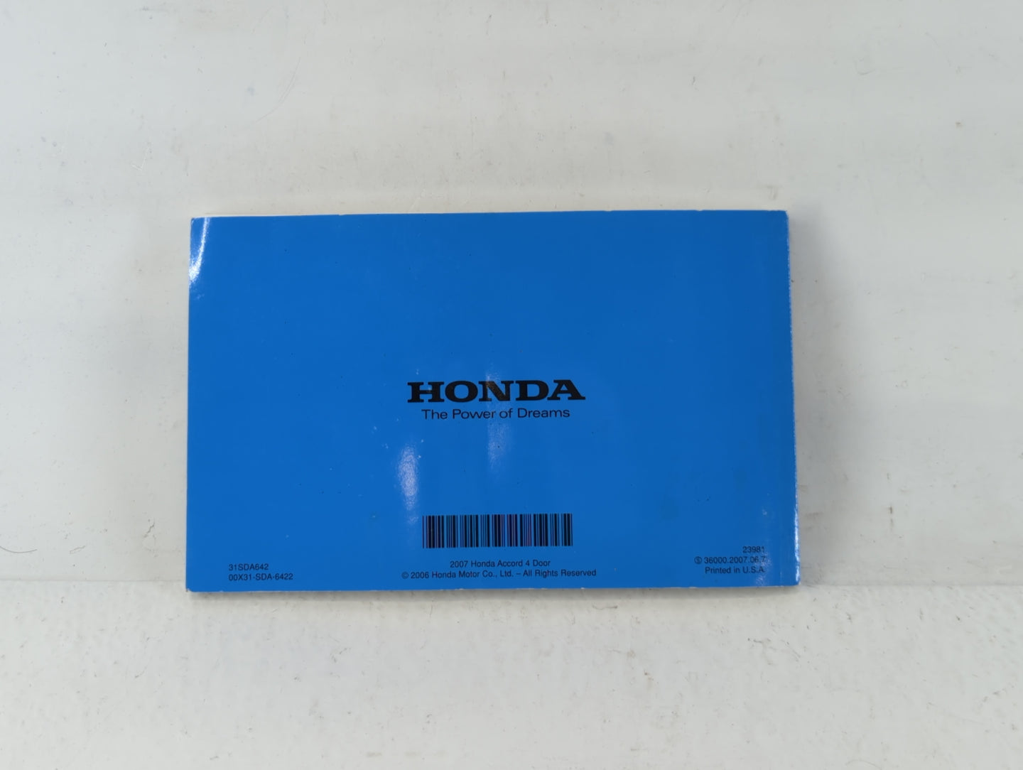 2007 Honda Accord Owners Manual Book Guide P/N:00X31-SDA-6422 31SDA642 OEM Used Auto Parts - Oemusedautoparts1.com