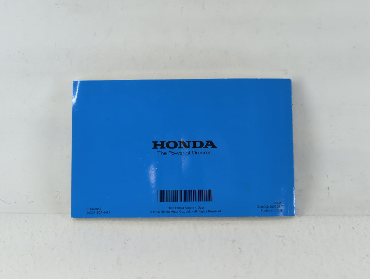 2007 Honda Accord Owners Manual Book Guide P/N:00X31-SDA-6422 31SDA642 OEM Used Auto Parts - Oemusedautoparts1.com