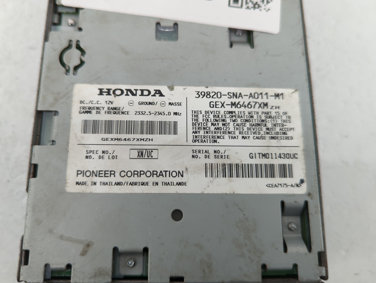 2007-2011 Honda Civic Radio AM FM Cd Player Receiver Replacement P/N:39820-SNA-A011-M1 Fits Fits 2007 2008 2009 2010 2011 OE