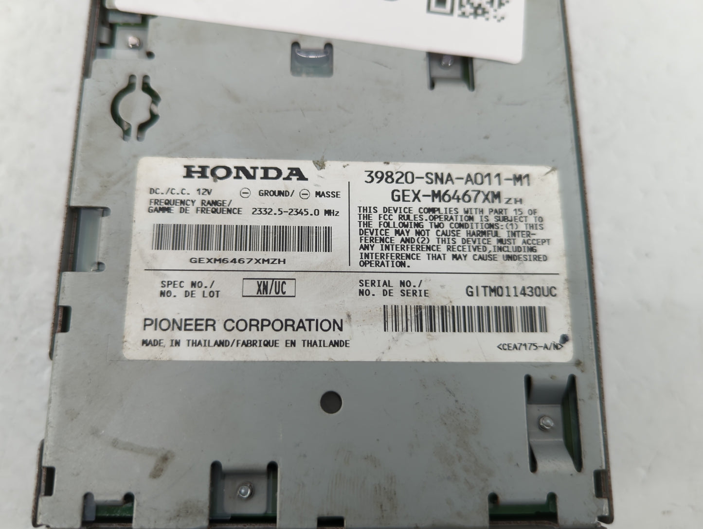 2007-2011 Honda Civic Radio AM FM Cd Player Receiver Replacement P/N:39820-SNA-A011-M1 Fits Fits 2007 2008 2009 2010 2011 OE