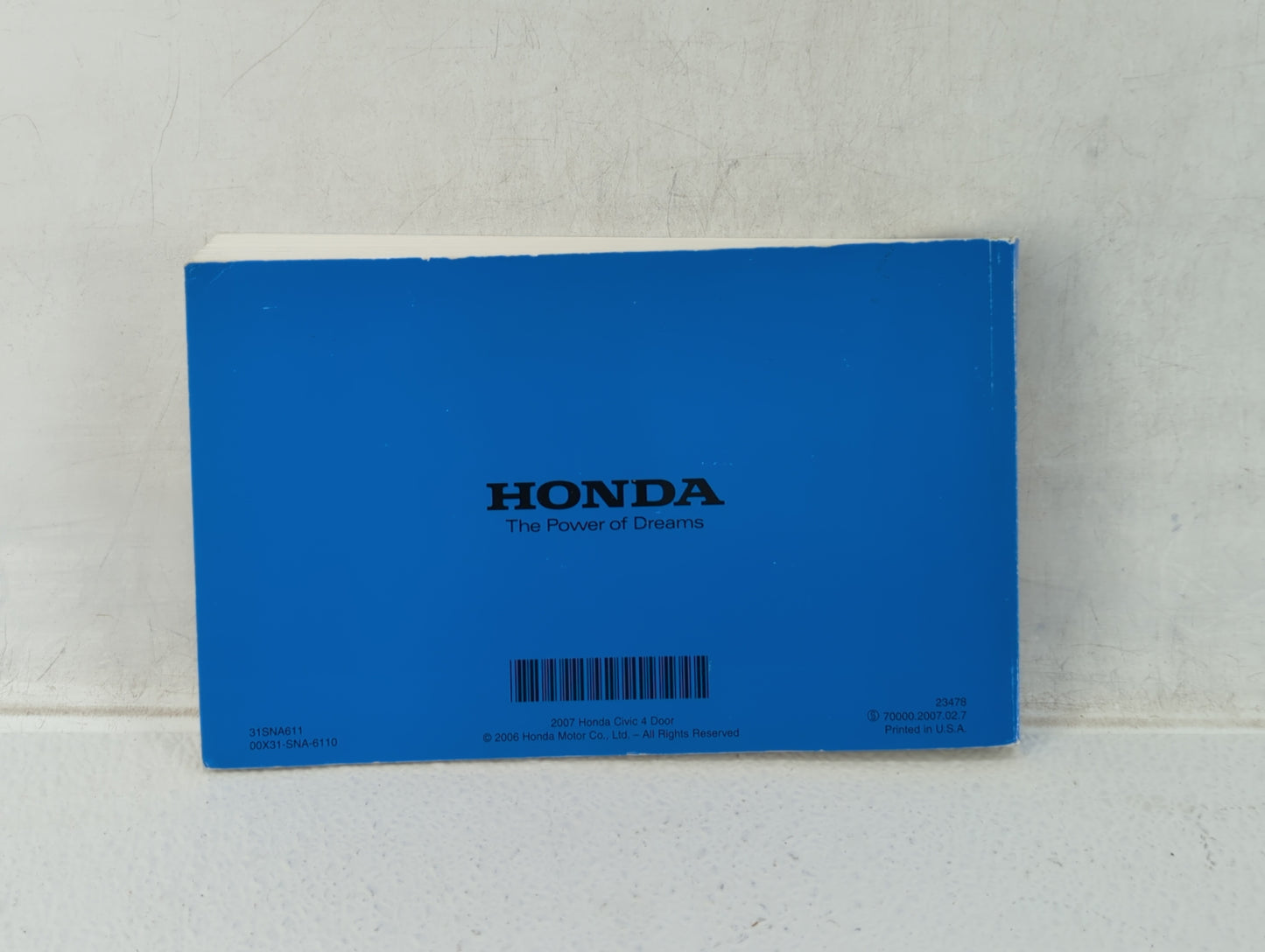 2007 Honda Civic Owners Manual Book Guide OEM Used Auto Parts - Oemusedautoparts1.com