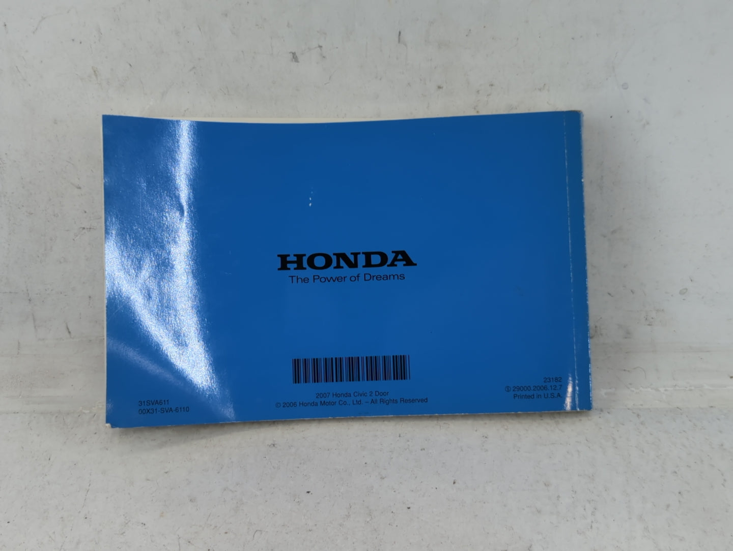 2007 Honda Civic Owners Manual Book Guide P/N:00X31-SVA-6110 31SVA611 OEM Used Auto Parts - Oemusedautoparts1.com