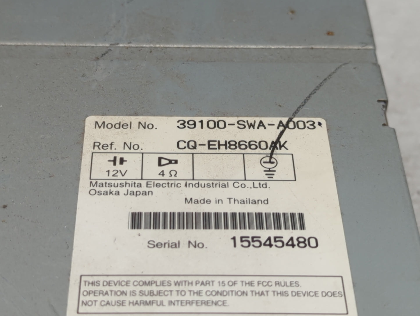 2007-2011 Honda Cr-V Radio AM FM Cd Player Receiver Replacement P/N:39100-SWA-A003 Fits OEM Used Auto Parts - Oemusedautopar