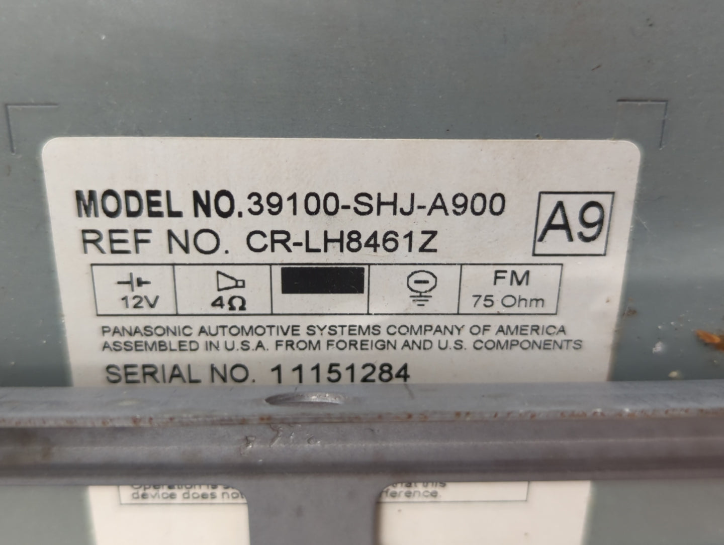2005-2010 Honda Odyssey Radio AM FM Cd Player Receiver Replacement P/N:39100-SHJ-A900 39100-SHJ-A910 Fits OEM Used Auto Part