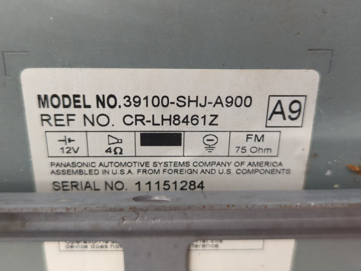 2005-2010 Honda Odyssey Radio AM FM Cd Player Receiver Replacement P/N:39100-SHJ-A900 39100-SHJ-A910 Fits OEM Used Auto Part