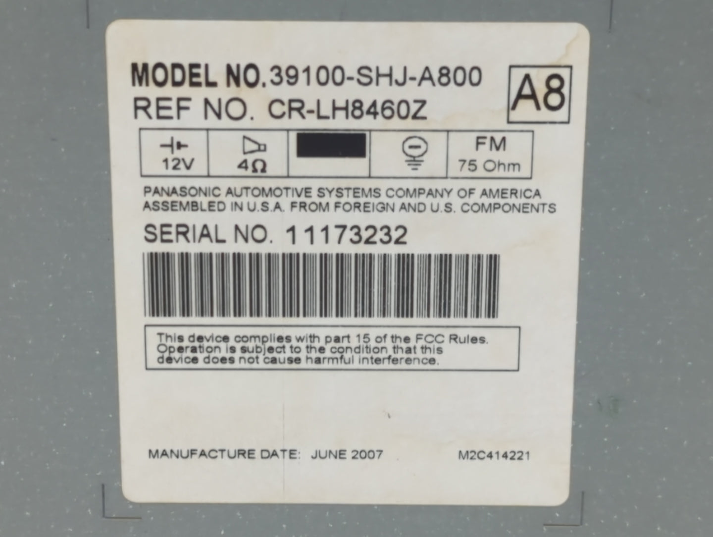 2005-2010 Honda Odyssey Am Fm Cd Player Radio Receiver - Oemusedautoparts1.com