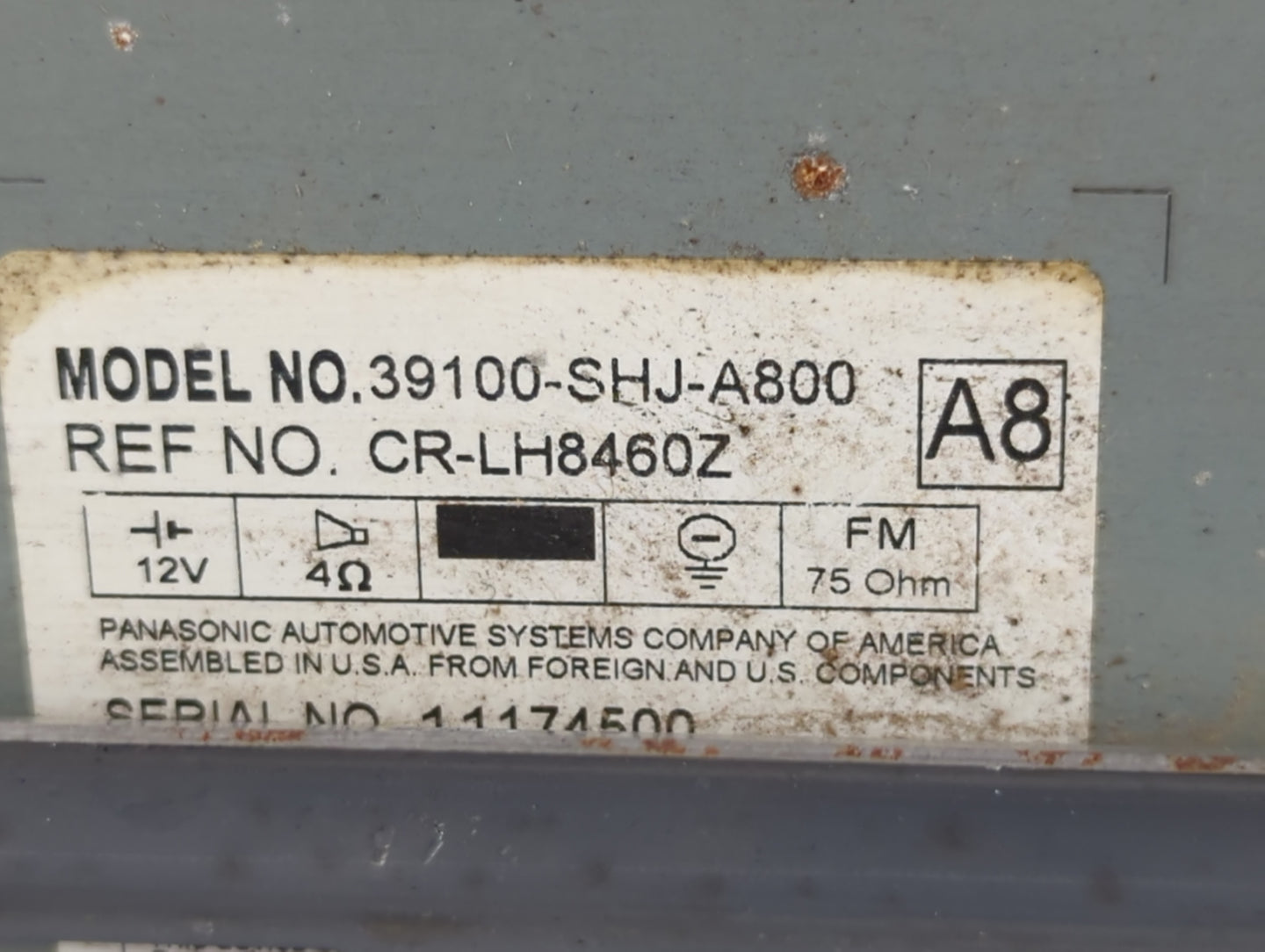 2005-2007 Honda Odyssey Radio AM FM Cd Player Receiver Replacement P/N:39100-SHJ-A800 Fits Fits 2005 2006 2007 OEM Used Auto