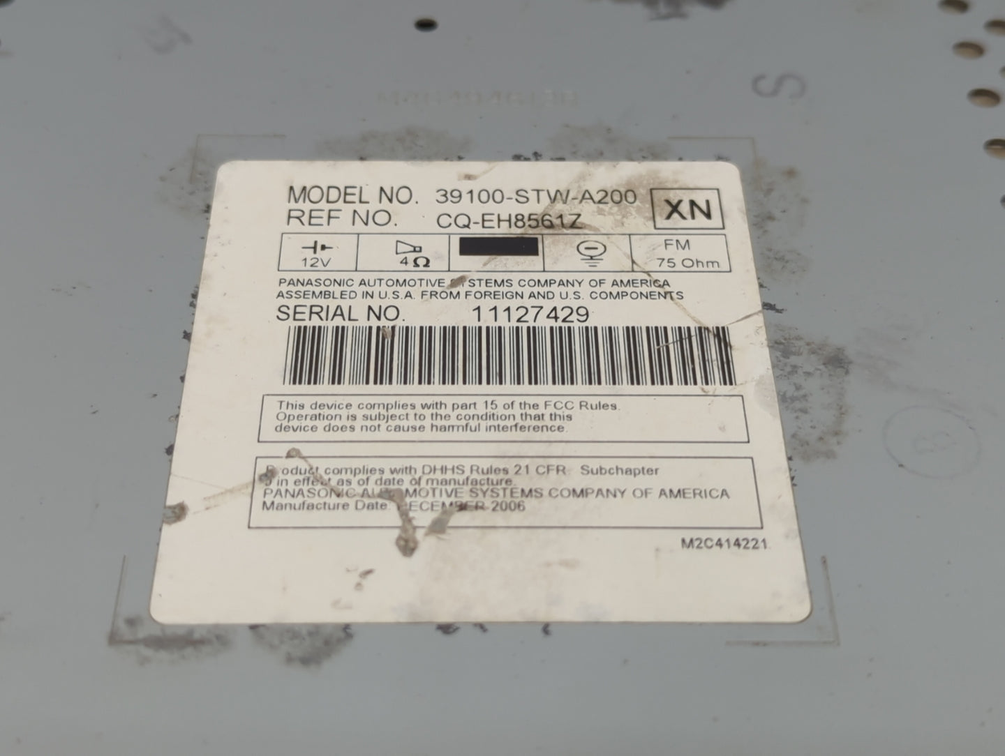 2006-2008 Honda Pilot Radio AM FM Cd Player Receiver Replacement P/N:39100-STW-A200 CQ-EH8561Z Fits Fits 2006 2007 2008 OEM 