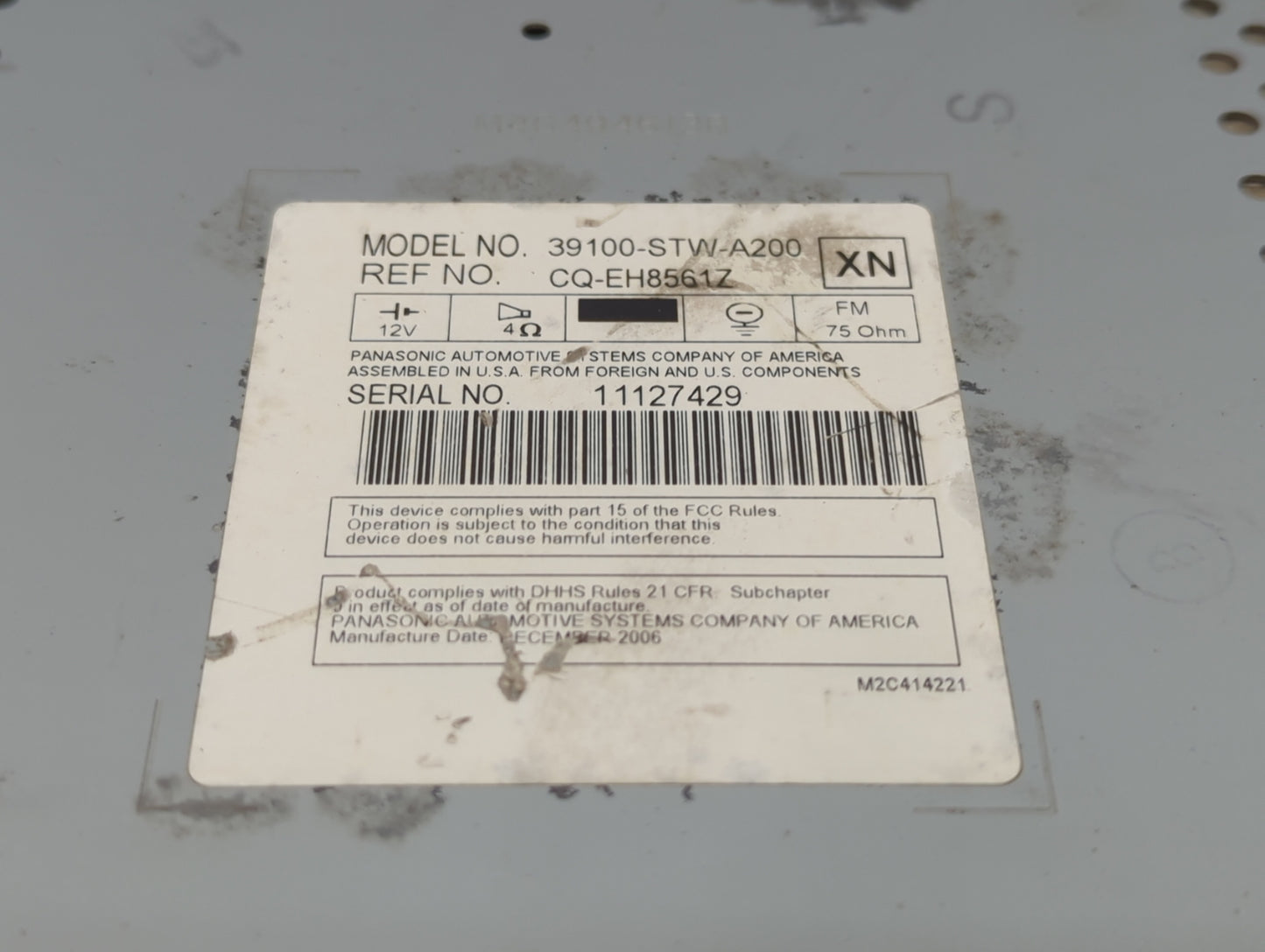 2006-2008 Honda Pilot Radio AM FM Cd Player Receiver Replacement P/N:39100-STW-A200 CQ-EH8561Z Fits Fits 2006 2007 2008 OEM 